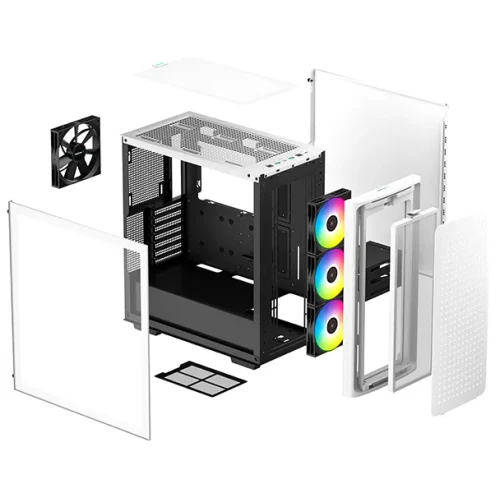 Case ATX Deepcool CK560, w/o PSU,3x120mm ARGB & 1x140mm fans,TG, GPU Holder,1xTypeC, 2xUSB3.0, White