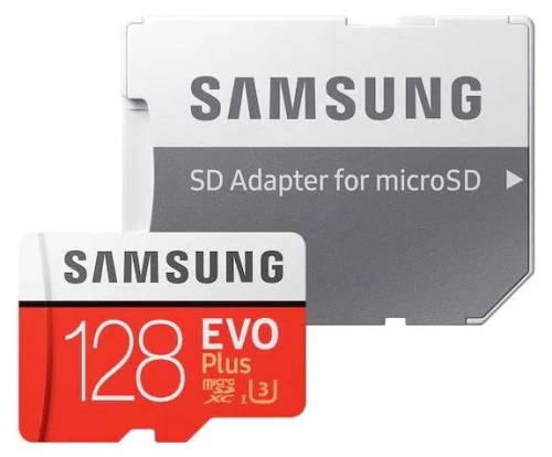 Карта памяти Samsung MicroSD EVO Plus 128Gb Class 10 UHS-I U3 + SD adapter (MB-MC128KA)