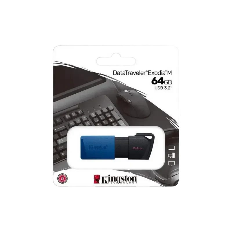 Флеш-накопитель Kingston DataTraveler Exodia M, 64Гб, Черный/Синий 3
