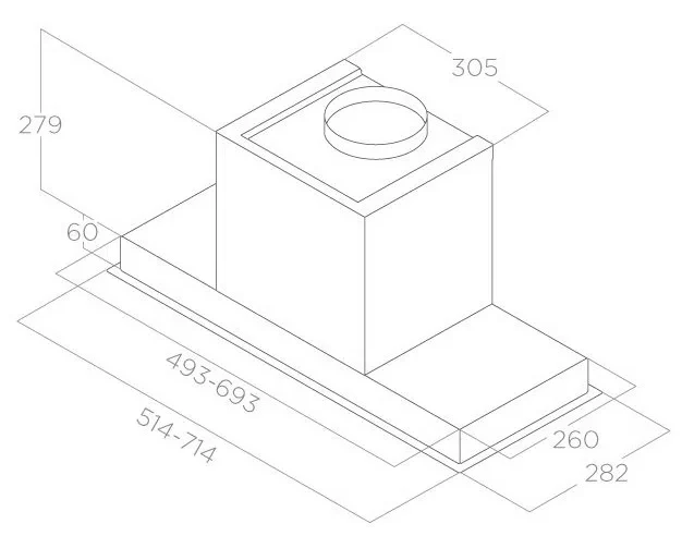 Hota Elica Hidden 2.0 IXGL/A/60, Inox 3
