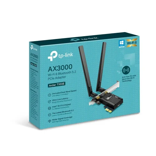 PCIe Wi-Fi 6 Dual Band LAN/Bluetooth 5.2 Adapter TP-LINK "Archer TX55E", 3000Mbps, OFDMA