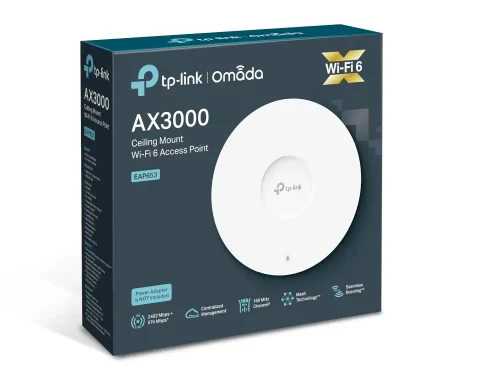 Wi-Fi 6 Dual Band Access Point TP-LINK "EAP653", 2976Mbps, MU-MIMO, Gbit Port, Omada Mesh, PoE+