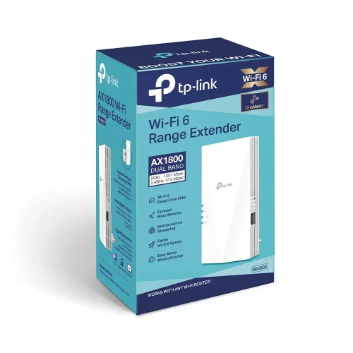 Wi-Fi 6 Dual Band Range Extender/Access Point TP-LINK "RE600X", 1800Mbps, Mesh
