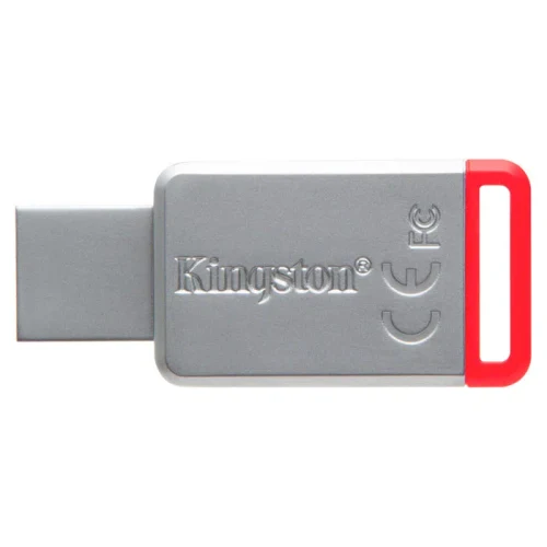 32GB USB Flash Drive Kingston DataTraveler 50 (USB 3.1, Metal, Unibody), Silver Red