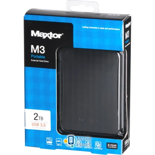 2.5" External HDD 2.0TB (USB3.0)  Seagate "Maxtor M3 Portable" STSHX-M201TCBM, Durable Black design
