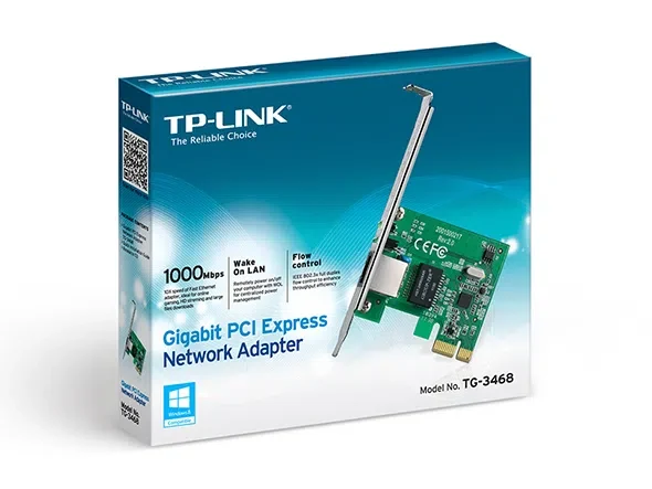 TP-LINK TG-3468, 32-bit Gigabit PCIe Network Interface Card, Realtek RTL8168B, 10/100/1000Mbps Auto-Negotiation RJ45 port, Auto MDI/MDIX 2