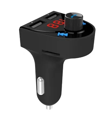 USB Car Charger 3-in-1 carkit - Gembird "BTT-03" Black, FM-radio transmitter 87.5-108MHz, MicroSD and USB MP3 audio player, Bluetooth 4.2, USB 3.1 A charger 5V DC up to 3.1 A 2