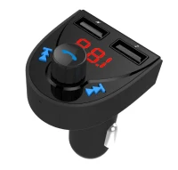 USB Car Charger 3-in-1 carkit - Gembird "BTT-03" Black, FM-radio transmitter 87.5-108MHz, MicroSD and USB MP3 audio player, Bluetooth 4.2, USB 3.1 A charger 5V DC up to 3.1 A