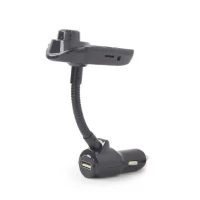 USB Car Charger 3-in-1 carkit - Gembird "BTT-01" Black, FM-radio transmitter 87.5-108MHz, Bluetooth 4.2, USB 3.1 A charger 5V DC up to 3.1 A, 3.5 mm audio input and output 2