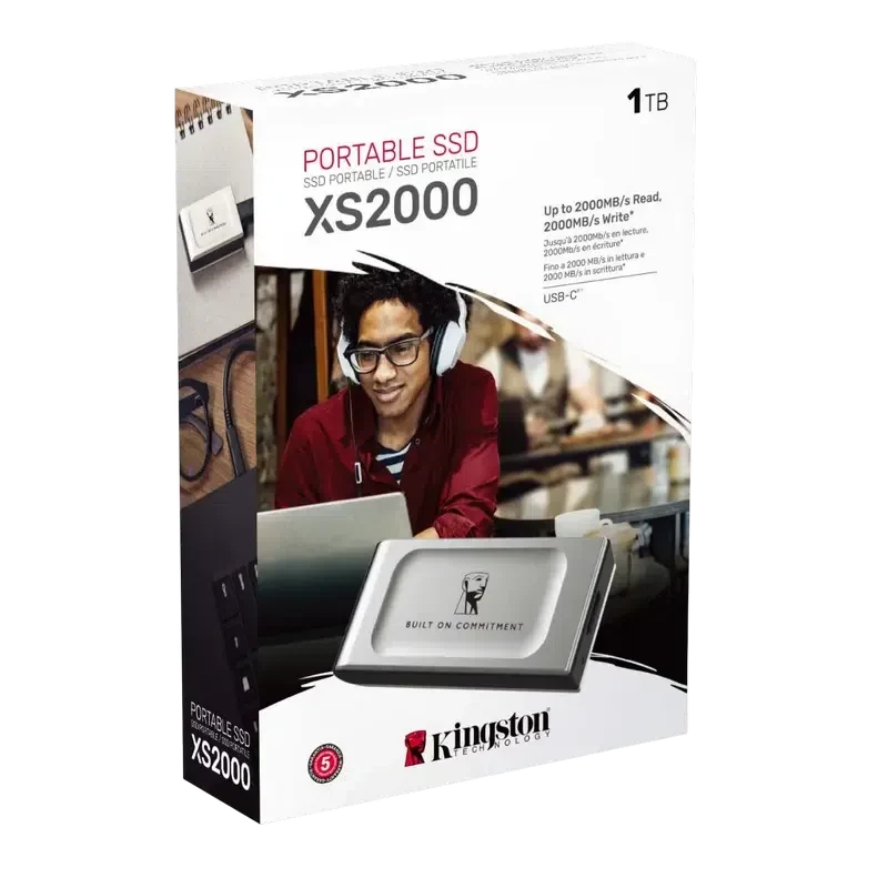 Внешний портативный SSD накопитель Kingston XS2000 BoC, 1 ТБ, Silver 3