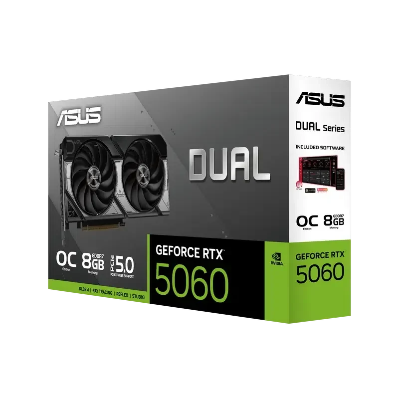 Placă video ASUS Dual GeForce RTX 5060 OC, Gri 8