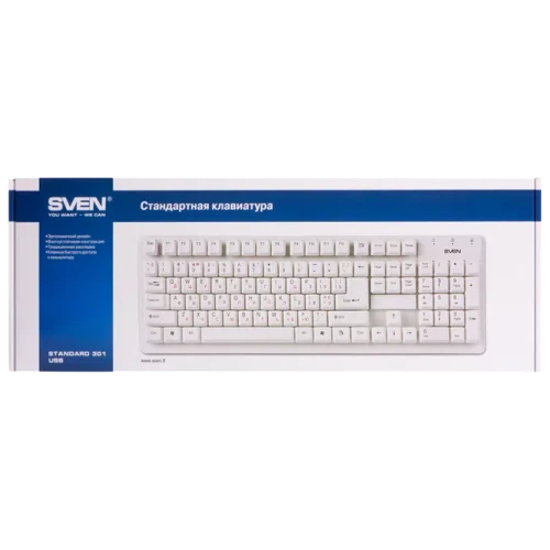 Клавиатура Sven Standard 301, Проводная, Белый