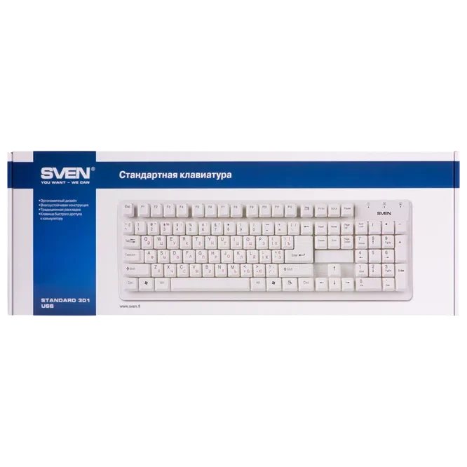 Tastatură Sven Standard 301, Cu fir, Alb 7