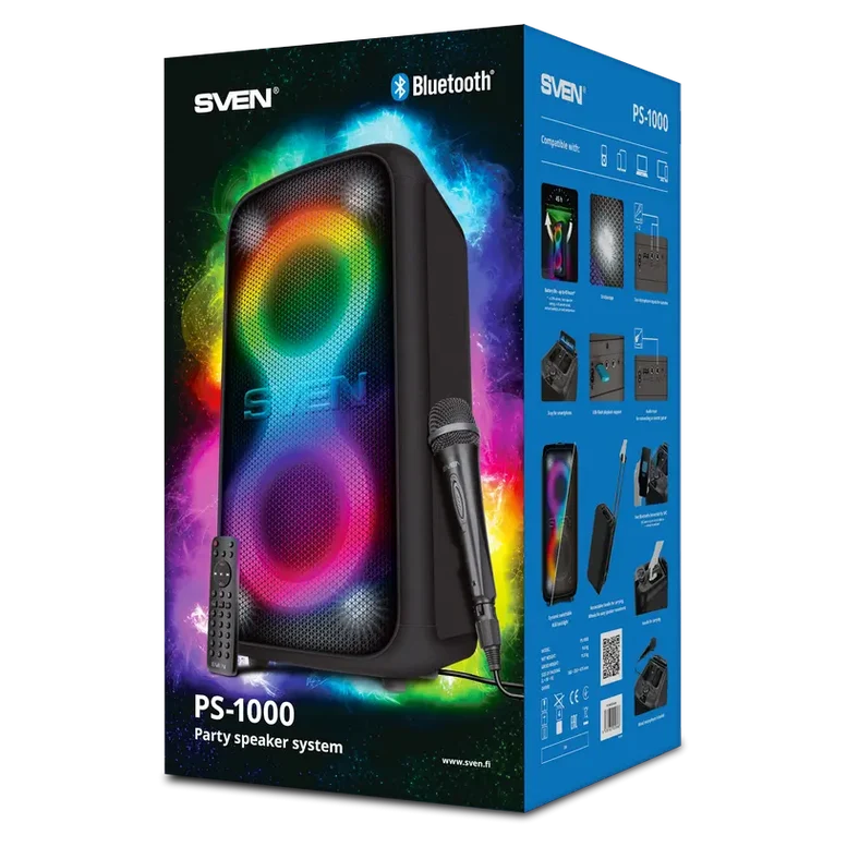 Портативная колонка SVEN PS-1000, Чёрный 12