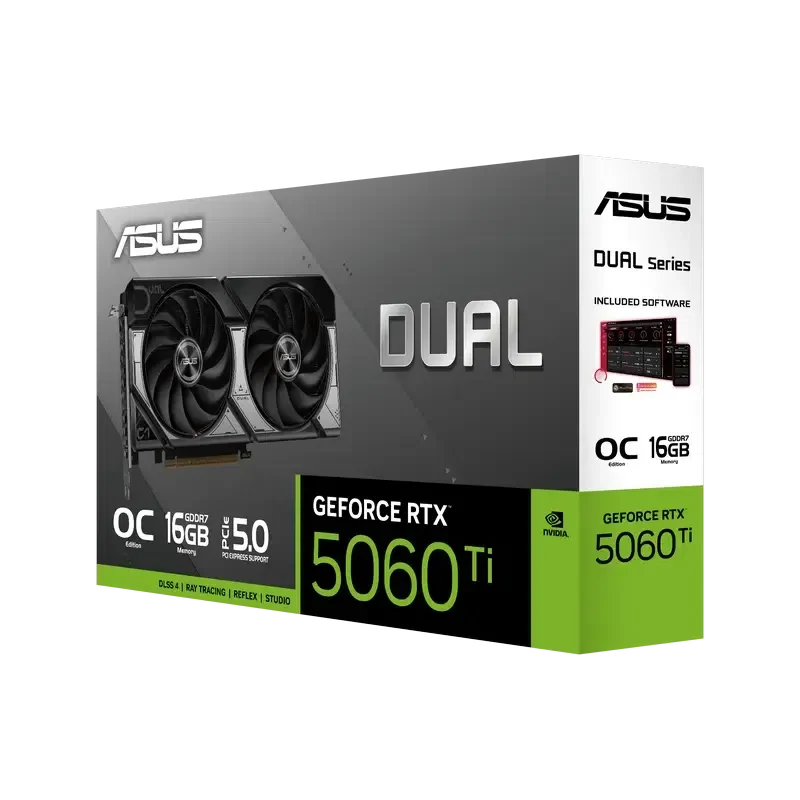 Placă video ASUS Dual GeForce RTX 5060 Ti OC, Negru 8