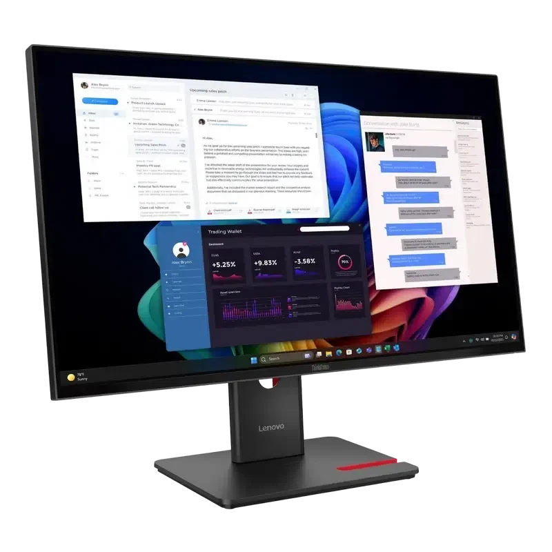 Монитор 27" Lenovo ThinkVision T27UD-40, IPS 3840x2160 4K UHD, Чёрный 2