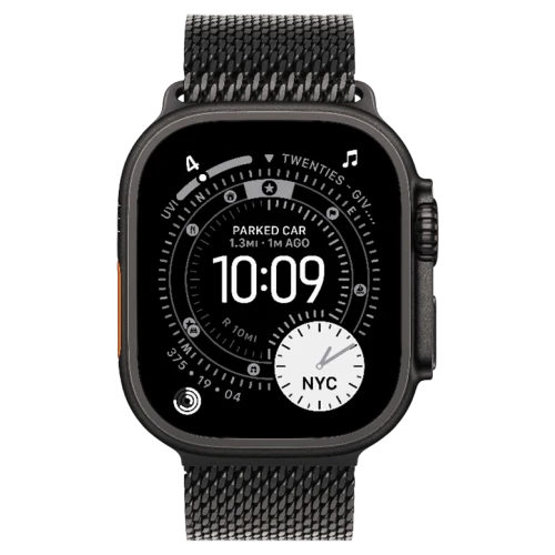Apple Watch Ultra 3 Black Titanium Milanese Loop Natural