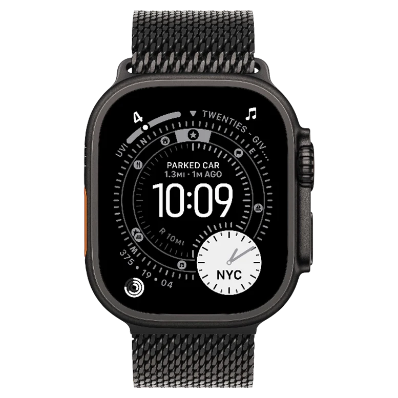 Apple Watch Ultra 3 Black Titanium Milanese Loop Natural 2