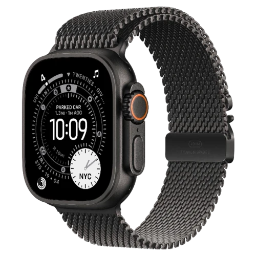 Apple Watch Ultra 3 Black Titanium Milanese Loop Natural