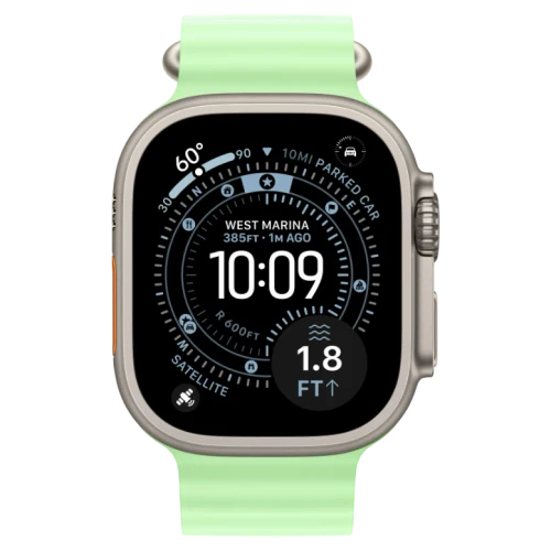 Apple Watch Ultra 3 Natural Ocean Band Neon Green
