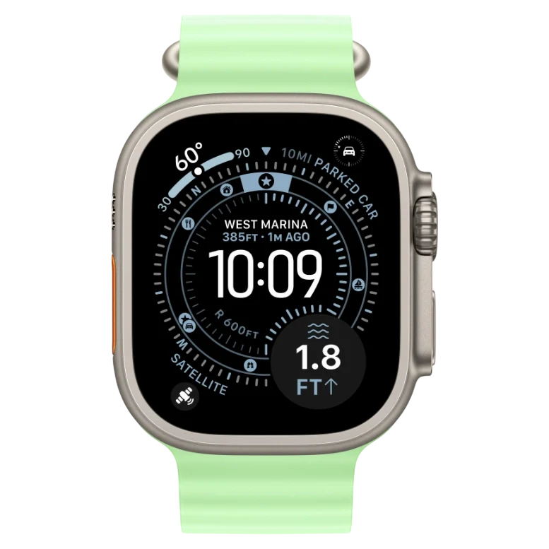 Apple Watch Ultra 3 Natural Ocean Band Neon Green 2