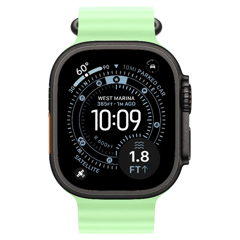 Apple Watch Ultra 3 Black Ocean Band Neon Green 2