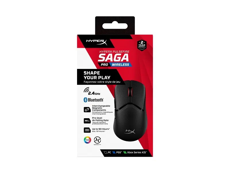Mouse Gaming Wireless HyperX Pulsefire Saga Pro, Black 6