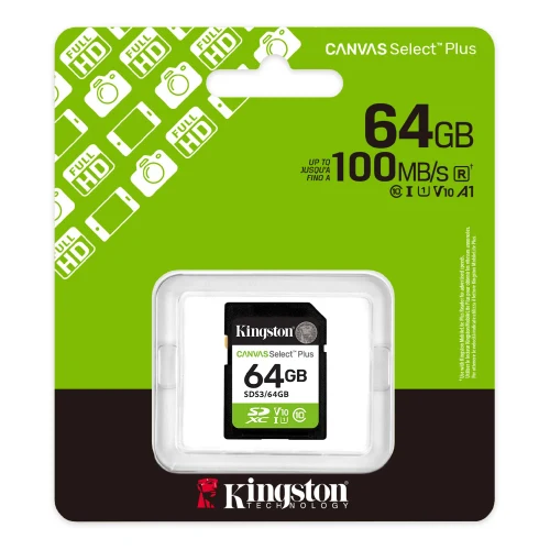Карта памяти Kingston Canvas Select Plus, 64 ГБ, Черный