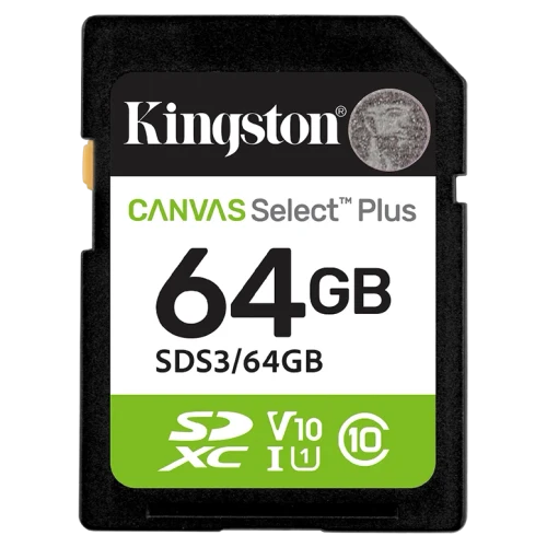 Карта памяти Kingston Canvas Select Plus, 64 ГБ, Черный
