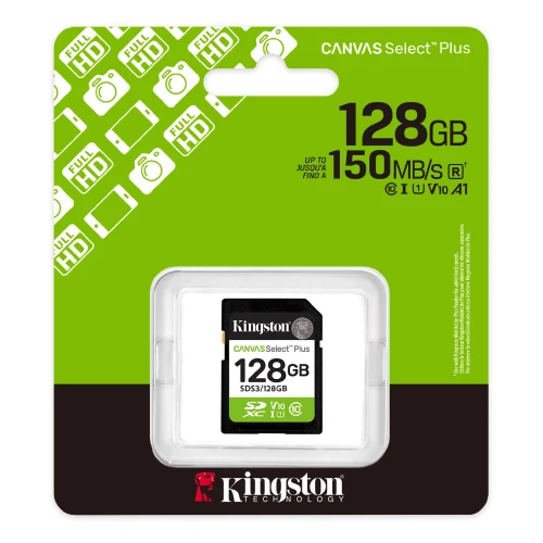 Карта памяти Kingston Canvas Select Plus, 128 ГБ, Black