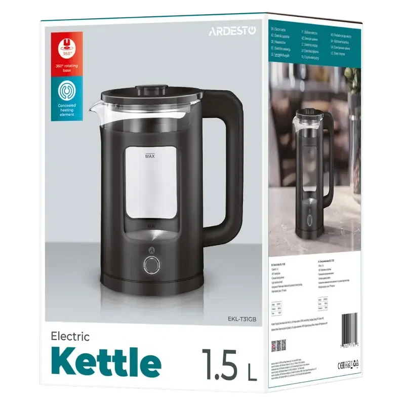 Fierbător de apa Ardesto EKL-T31GB, Negru 7