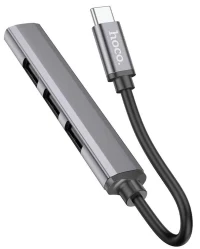 HOCO HB26 4 in 1 adapter(Type-C to USB3.0+USB2.0*3) Metal Gray 2