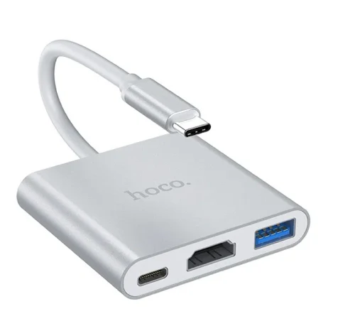 Разветвитель Hoco HB14 Easy Type-C, Metal Grey