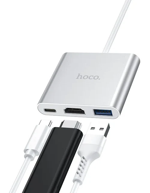 Разветвитель Hoco HB14 Easy Type-C, Metal Grey
