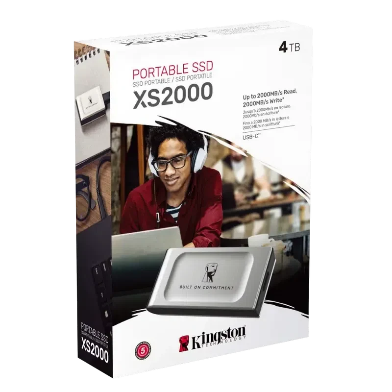 Внешний портативный SSD накопитель Kingston XS2000 BoC, 4 ТБ, Silver 3