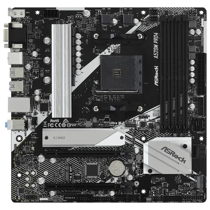 Материнская плата ASRock A520M PRO4 AM4 Micro-ATX 3