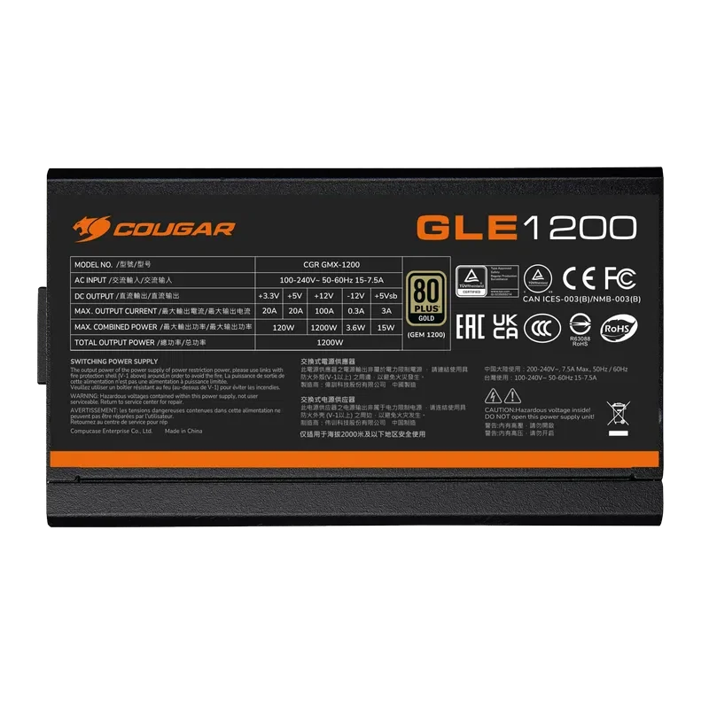 Блок питания Cougar Power GLE 1000 ATX, Черный 12