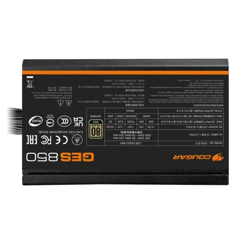 Sursă de alimentare Cougar Power GES 850 ATX, Negru