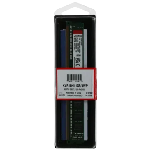 Оперативная память Kingston ValueRam KVR16N11S8/4WP, 4 ГБ, Green