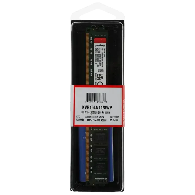 Оперативная память Kingston KVR16LN11/8WP ValueRAM, 8 ГБ, Green 3