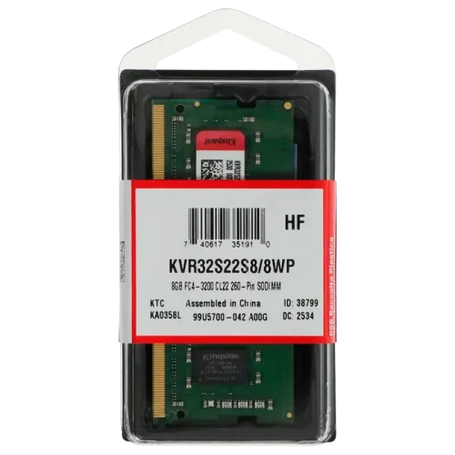 Оперативная память Kingston KVR32S22S8/8WP ValueRAM, 8 ГБ, Green