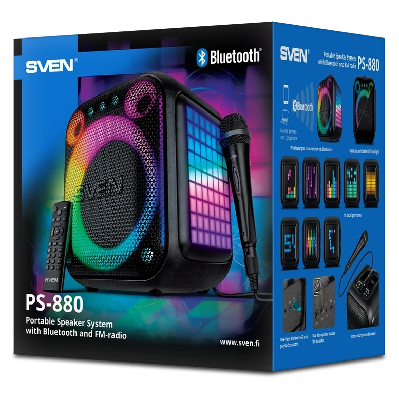 Портативная колонка SVEN PS-880, Чёрный 13