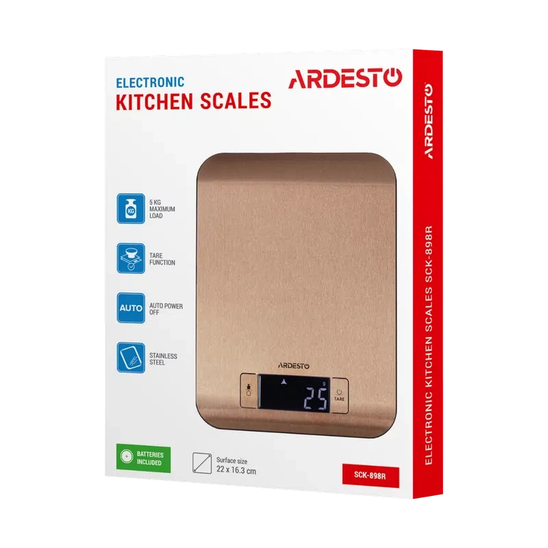 Электронные кухонные весы Ardesto SCK-898R, Bronze 5