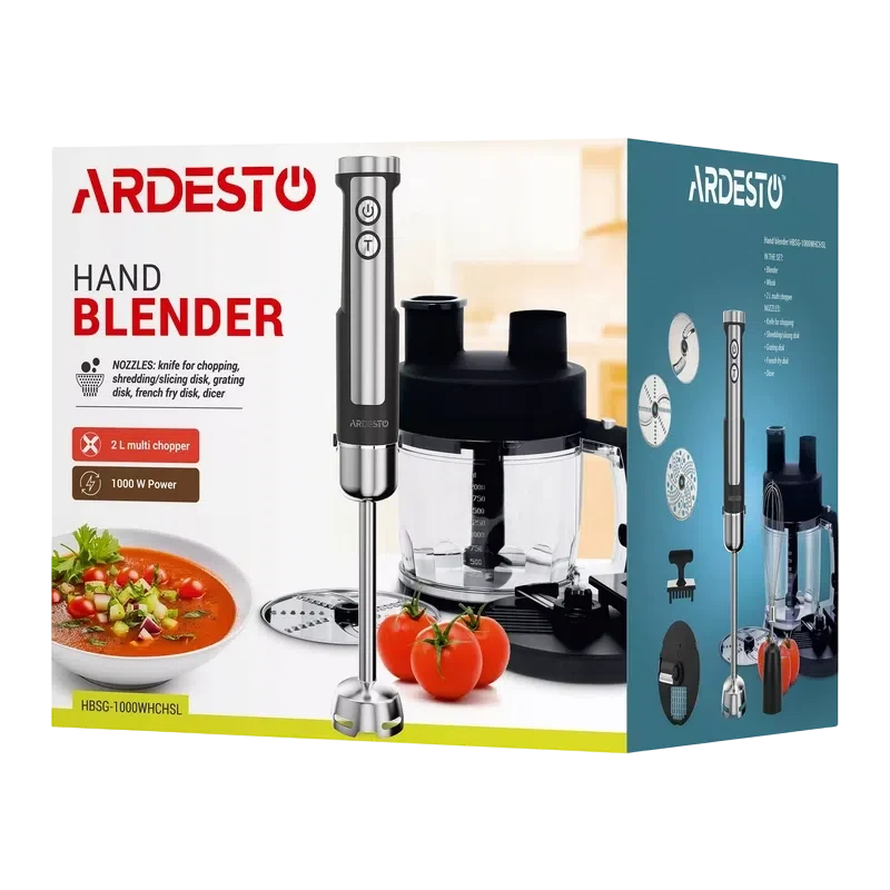 Погружной блендер Ardesto HBSG-1000WHCHSL, Black / Silver 22