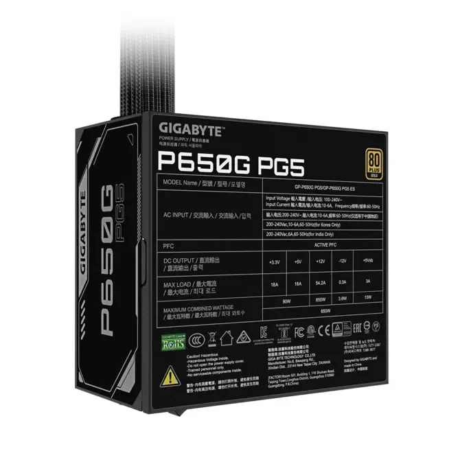 Блок питания для компьютеров Gigabyte GP-P650G 650W, Черный 5