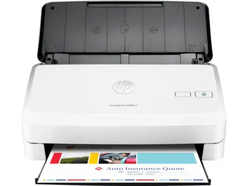 HP ScanJet Pro 2000 S1 Sheetfeed Scanner, White, Up to 24 ppm/48 ipm (300 dpi), up to 2000 pages daily, 50 sheets ADF, Hi-Speed USB 2.0, Auto-color detect, auto-crop, auto-exposure, auto orient, OCR, straighten the page, scan to cloud, scan to email