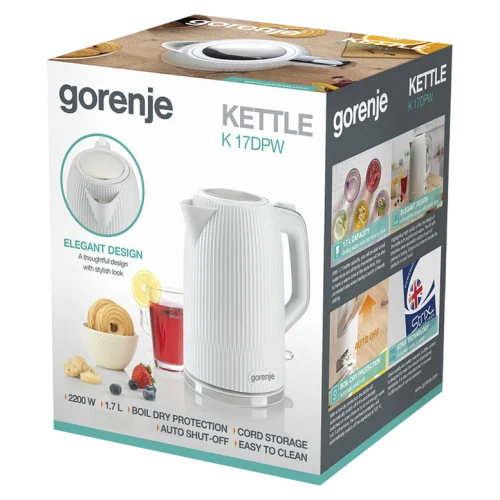 Электрочайник Gorenje K17DPW, 1.7 л, Белый