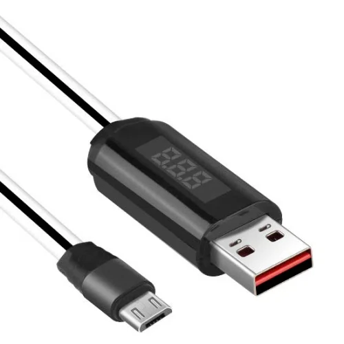 HOCO U29 LED displayed timing micro charging cable white