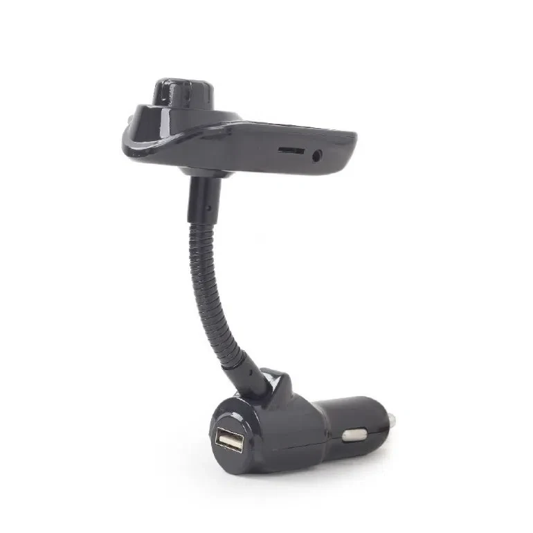 USB Car Charger 3-in-1 carkit - Gembird "BTT-01" Black, FM-radio transmitter 87.5-108MHz, Bluetooth 4.2, USB 3.1 A charger 5V DC up to 3.1 A, 3.5 mm audio input and output 2