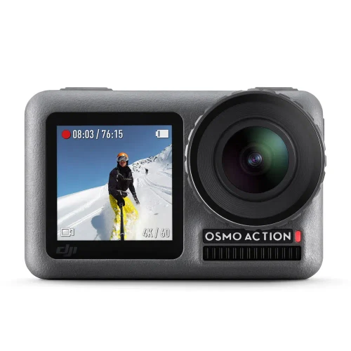 (186899) Action Camera DJI OSMO Action, 1/2.3" CMOS, 12MP, 145° f/2.8, ISO 100-3200, 4K 60fps / FHD 240 fps, SlowMo, HDR, Timelapse, Max Video Bitrade 100Mbps, microSD, Wi-Fi, Bluetooth 4.2, Front Screen 1.4 inch, Back Screen 2.25 inch,1300 mAh,124g